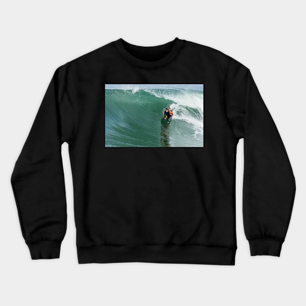 Bodyboarder in action Crewneck Sweatshirt by homydesign